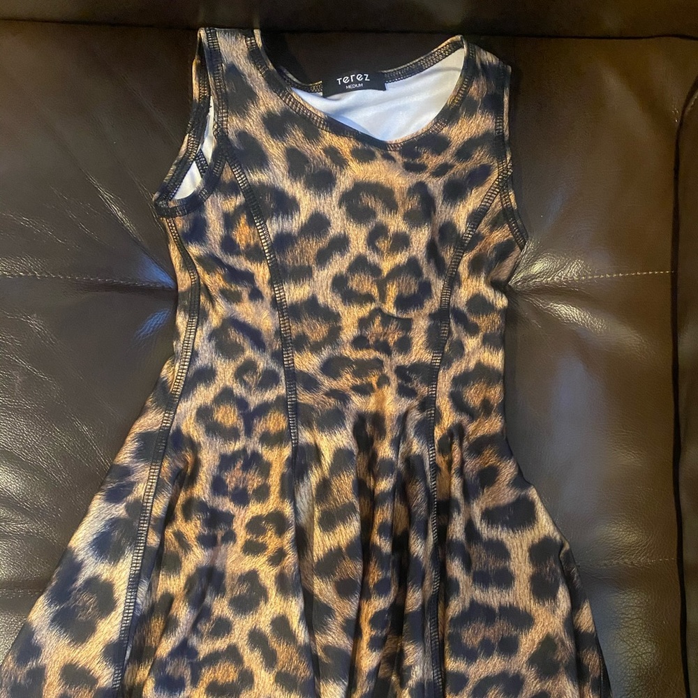 EUC Terez leopard skater dress size medium